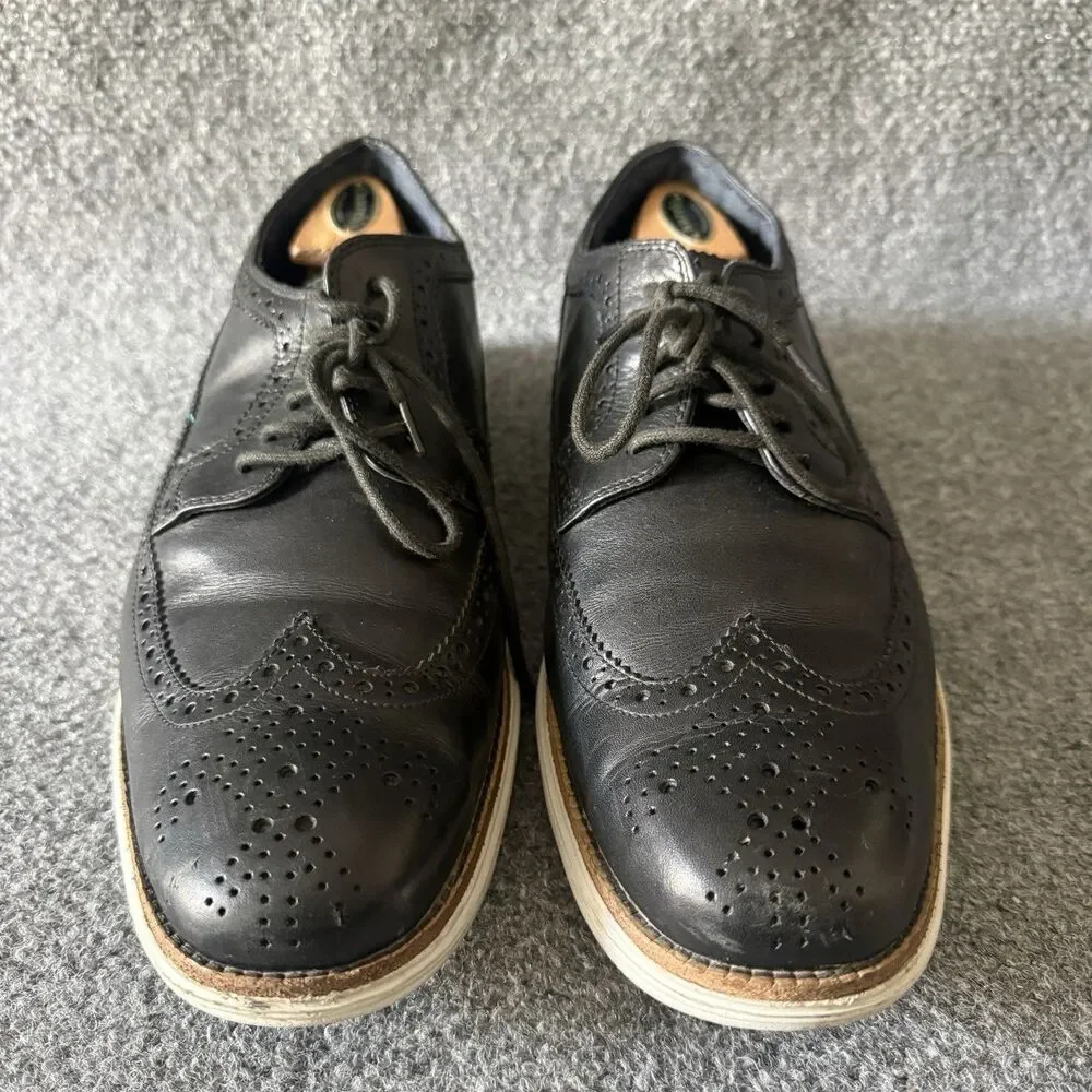 Cole Haan Black Leather Wingtip Oxfords Mens 12M Casual Brogue Dress Shoes